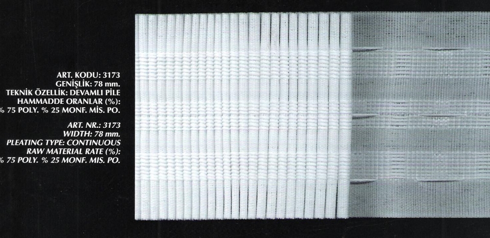 Függönybehúzó szalag folyamatos  78 mm, Kód: 3173,  440 Ft/méter