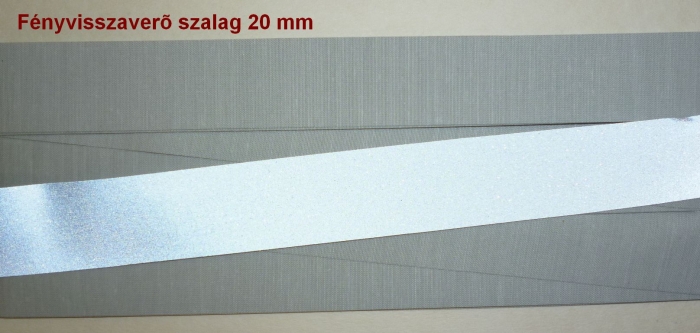 Fényvisszaverő szalag 20 mm,közepes vast.anyagon 180 Ft / méter (5 métertől )