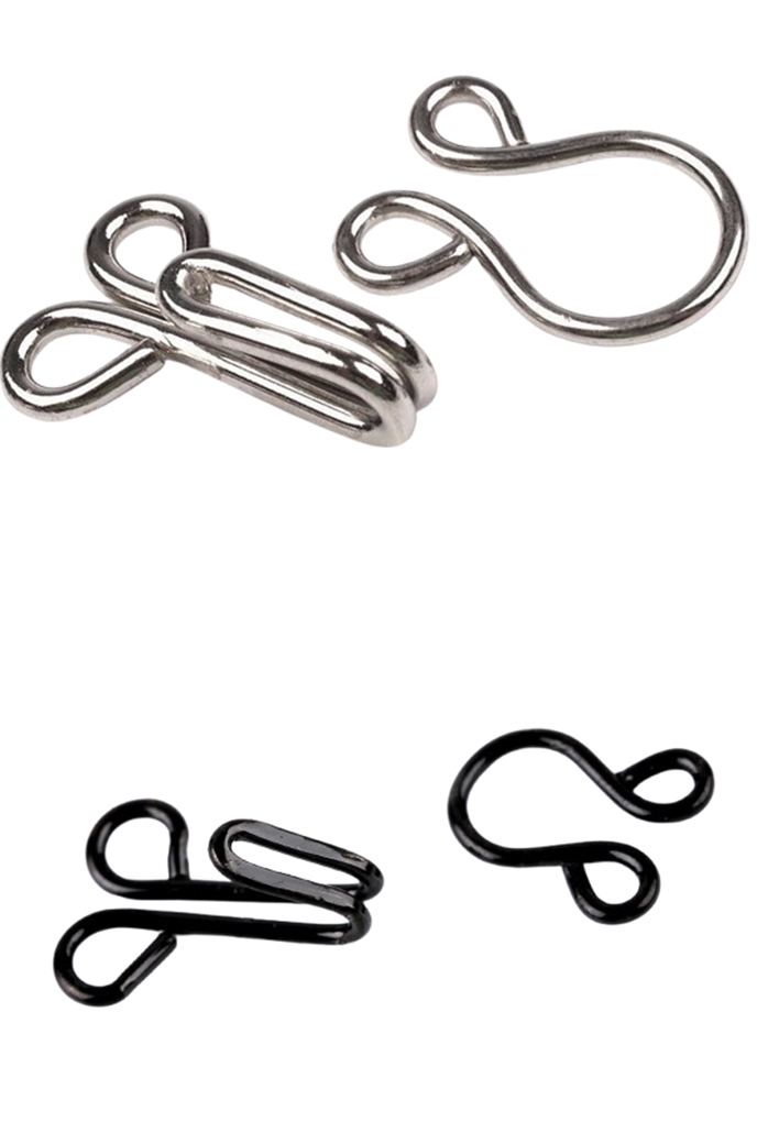 Párizsi kapocs 2/0 -ás nagy méret ezüst vagy fekete (18+16 mm)  (10 pár/csomag)