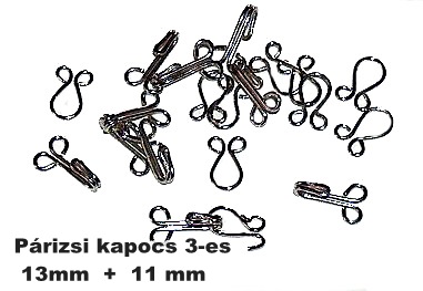 Párizsi kapocs 3 -as méret (13+12 mm) (10 pár/csomag)  