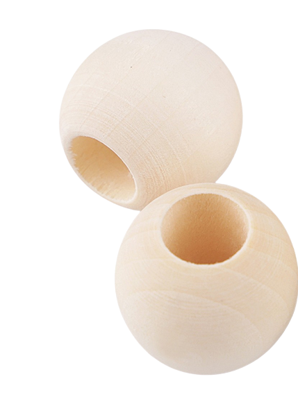 Fagolyó natúr 25 mm. Nagy lyukú 7,5 mm furat. Nem lakkozott. 20 db / csomag