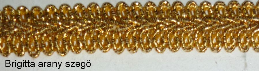 Brigitta arany szegő szalag, lurex. 15 mm, 220 Ft/m (20 méter)