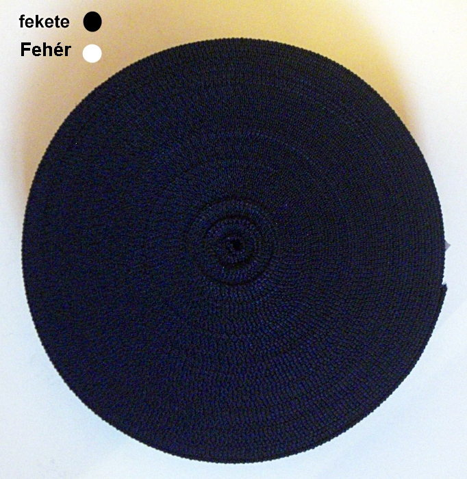Sávolyheveder bordás  20 mm fekete vagy fehér,  104 Ft/m (25m)