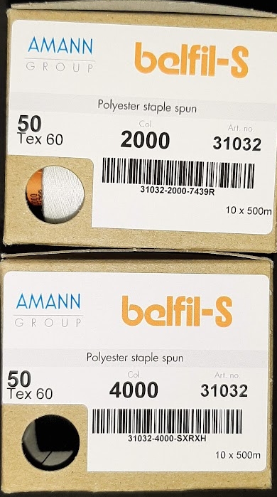 Belfil-S/ 50-es vastagságú  műszál farmer varrócérna, 500 m/XW (10 db/dob) 