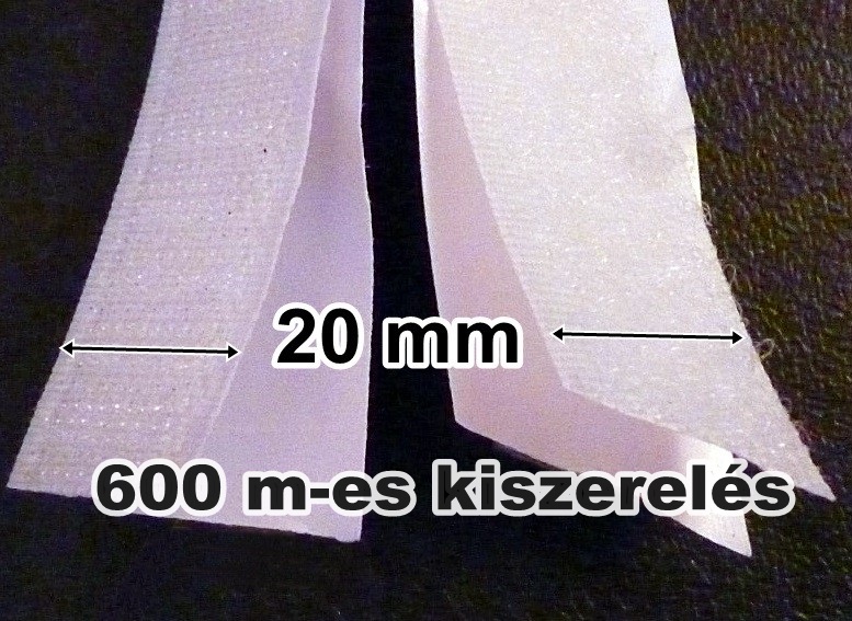 Öntapadó tépőzár 20 mm, fehér vagy fekete, 250 Ft/m (600 méter/karton)