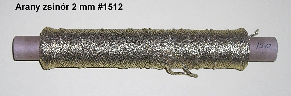 Arany zsinór, szövött  2,5 mm, 84 Ft/m  (1512) (100 m)
