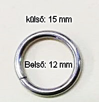 Fémkarika egysoros, vágott, 1,9 mm x 12 mm ezüst nikkel színű. 20 Ft/db 