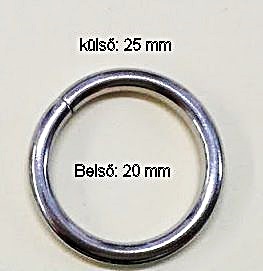 Karika egysoros, vágott, 2x 14,5 mm ezüst nikkel színű. 20 Ft/db (25 db-tól) 