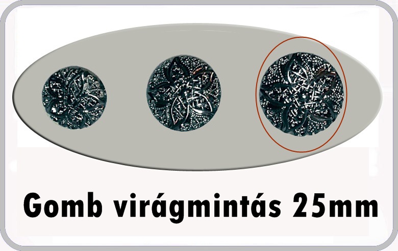 Gomb csillagvirág 25  mm antikolt ezüst színű 50 Ft/db 