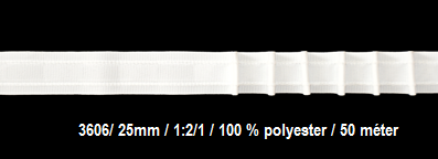 Függönybehúzó folyamatos, 25 mm  Kód: 3606, 1:2/1, fehér, 115 Ft/méter (50 m)