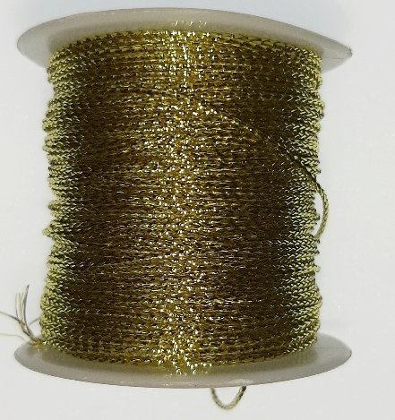 Lurex 1 mm arany dekorációs kötözőzsinór. 25 Ft/m ( 20 méter/orsó) 