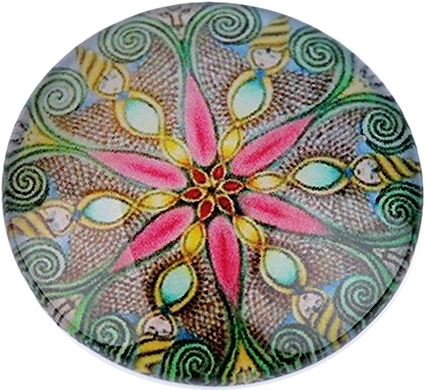 Mandala, üveg kreatív medál  alap, rubint 25 mm . 250 Ft/ db 