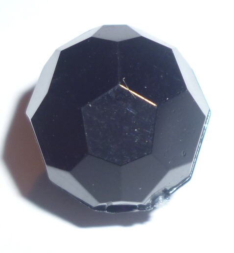 Fekete műanyag gömb alakú csiszolt gyöngy 14 mm, 40 Ft/db ( 10 db-tól...)