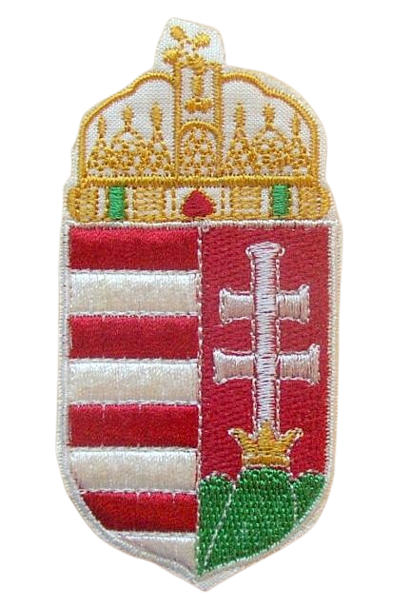 Magyar címer, varrható, 85 mm x 42 mm (nagy) 720  Ft/db  (nagy) (5 db/csomag)