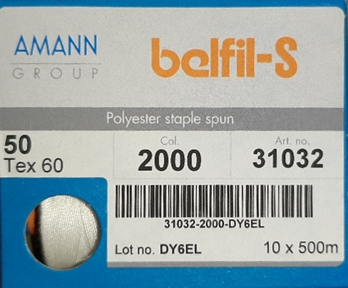 Belfil-S/ 50-es vastagságú  műszál farmer varrócérna, 500 m 630  Ft/cs (10 db) 
