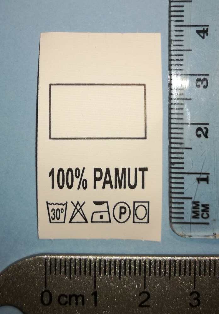 Méretjelző cimke 100% pamut + beírható méret+piktogramok 100 db 
