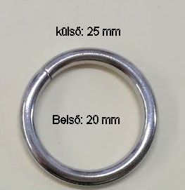 Fémkarika egysoros vágott, beső 20 mm ezüst színű. 50 Ft/db (25 db/csomag)