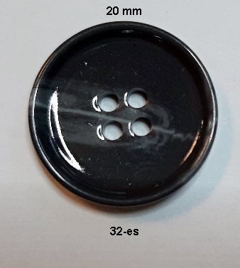 Zakógomb 32-es ( 20 mm) 4 lyukú, szürke fényes 20 Ft/db (100 db/cs) 