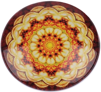 Mandala, üveg kreatív medál  alap, mustársárga, 25 mm . 250 Ft/ db 