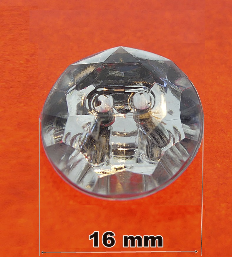 Dekorációs gomb 16 mm, csiszolt hatású műanyag, kétlyukú.  25 Ft/db (20 db-tól)