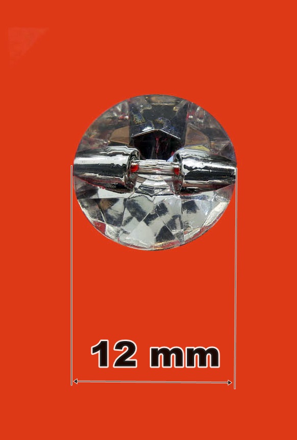 Díszgomb hátul varró 12 mm, csiszolt hatású műanyag , 23 Ft/db 