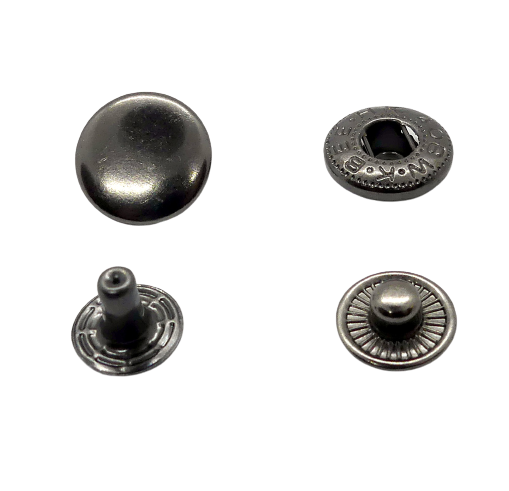Kesztyűpatent 15 mm (MH-s!!) vas anyagú, black nikkel patent sima. 31 Ft/szett. 