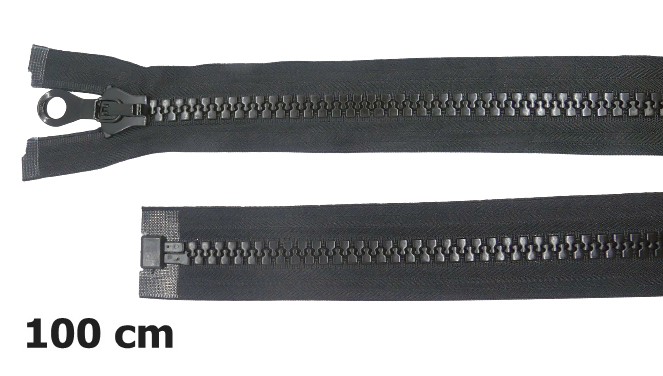 P9 vastagfogú 100 cm bontható  cipzár, fekete. 