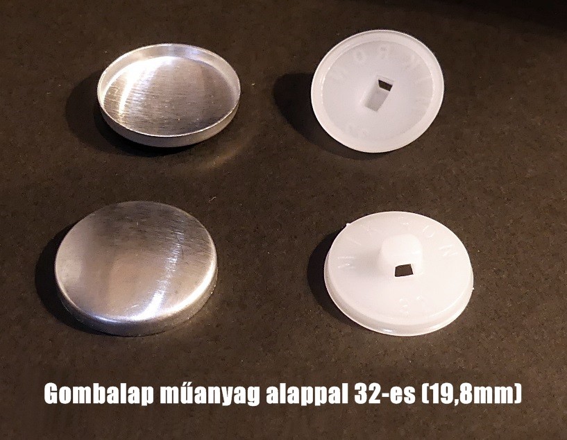 Gombalap 32-es műanyag alappal, fehér vagy fekete (20 mm) 40 Ft/db (100 db)