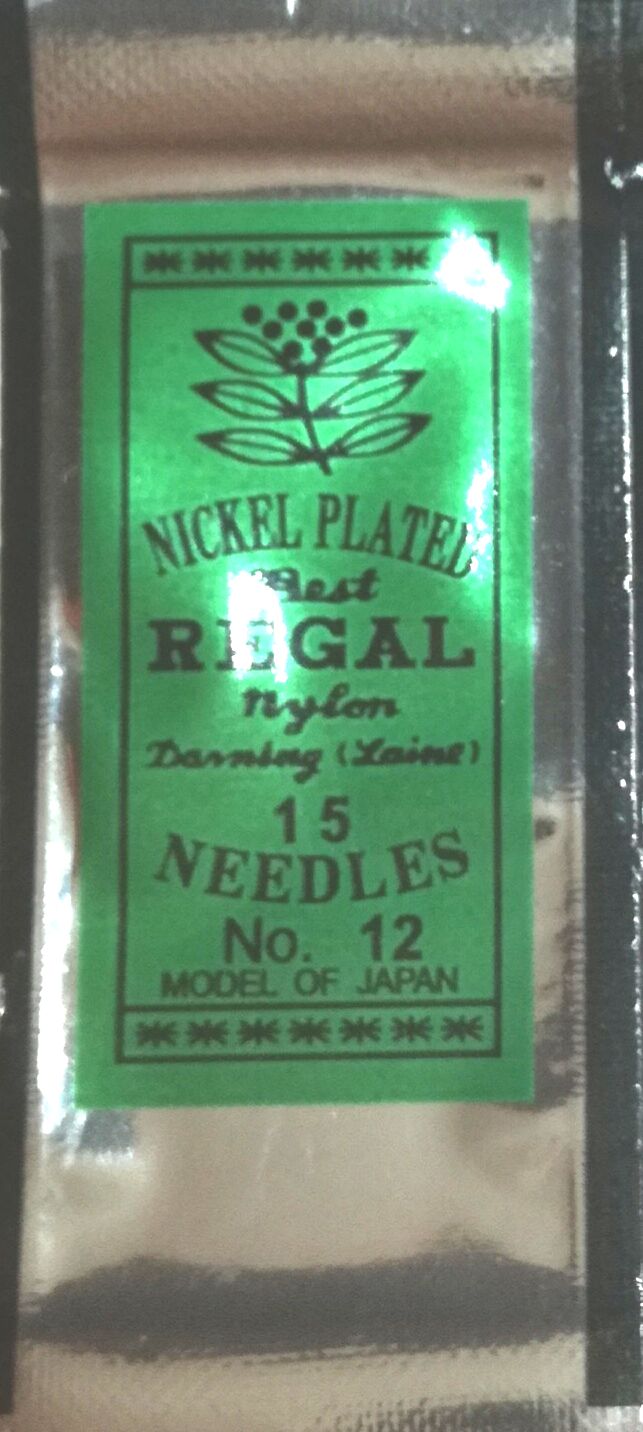 Gyöngyfűzőtű "REGAL 15 NEEDLES"  vékony tű, No.:12. nikkel. 300 Ft / csomag 